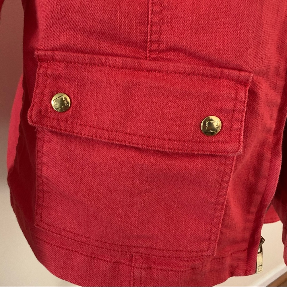 •Liz Claiborne• Coral Denim Zipper Jacket-Size XL - Picture 4 of 9